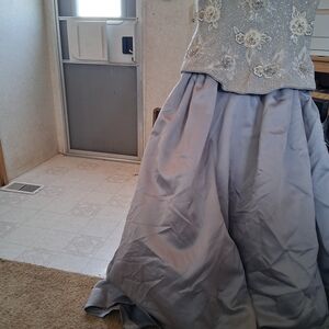 Elegant Silver Floral Gown